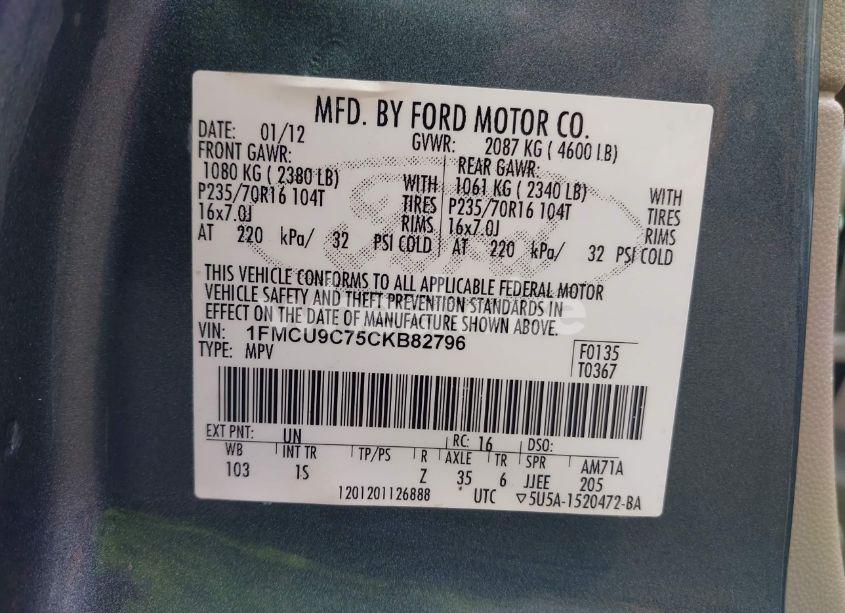 Photo 9 of 2012 Ford Escape XLS (VIN 1FMCU9C75CKB82796)