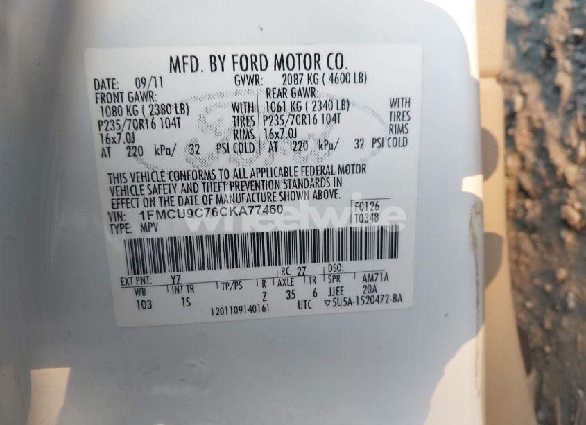 Photo 9 of 2012 Ford Escape XLS (VIN 1FMCU9C76CKA77460)