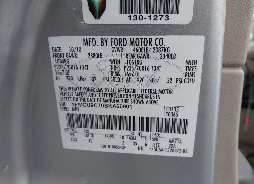 Photo 9 of 2011 Ford Escape XLS (VIN 1FMCU9C79BKA60991)