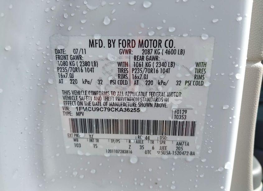 Photo 9 of 2012 Ford Escape XLS (VIN 1FMCU9C79CKA36255)