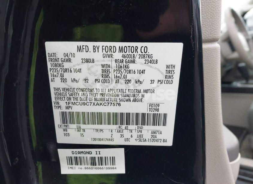 Photo 9 of 2010 Ford Escape XLS (VIN 1FMCU9C7XAKC77576)