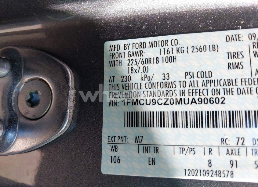 Photo 9 of 2021 Ford Escape SEL HYBRID (VIN 1FMCU9CZ0MUA90602)