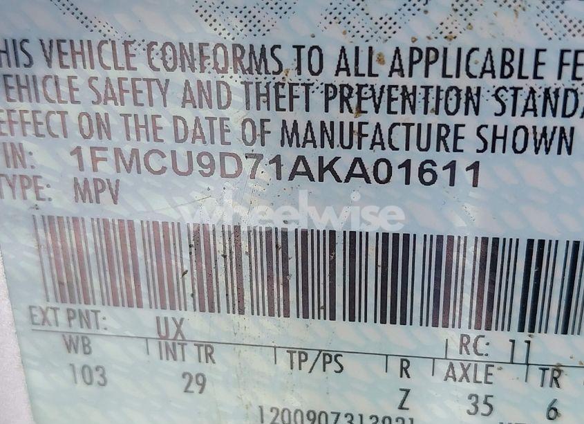 Photo 9 of 2010 Ford Escape XLT (VIN 1FMCU9D71AKA01611)