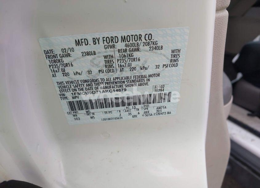 Photo 9 of 2010 Ford Escape XLT (VIN 1FMCU9D71AKC14879)