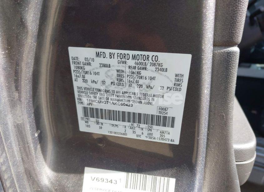 Photo 9 of 2010 Ford Escape XLT (VIN 1FMCU9D71AKC60423)