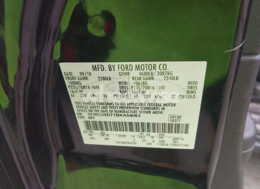 Photo 9 of 2011 Ford Escape XLT (VIN 1FMCU9D71BKA54083)