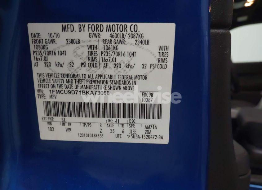 Photo 9 of 2011 Ford Escape XLT (VIN 1FMCU9D71BKA73068)