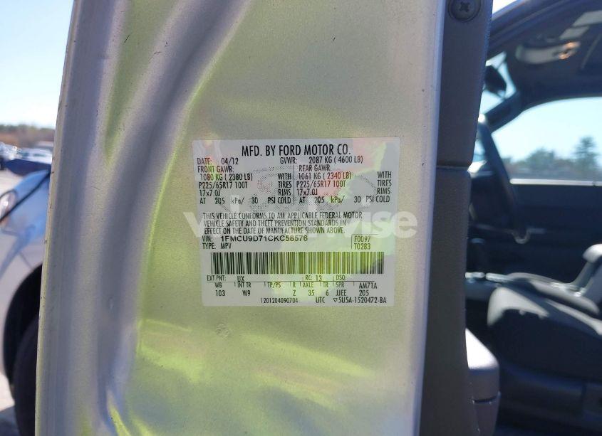 Photo 8 of 2012 Ford Escape XLT (VIN 1FMCU9D71CKC58576)