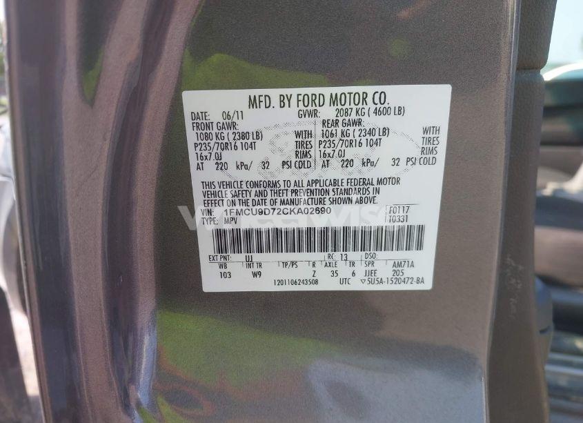 Photo 9 of 2012 Ford Escape XLT (VIN 1FMCU9D72CKA02690)