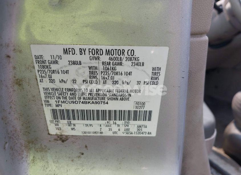 Photo 9 of 2011 Ford Escape XLT (VIN 1FMCU9D74BKA90754)