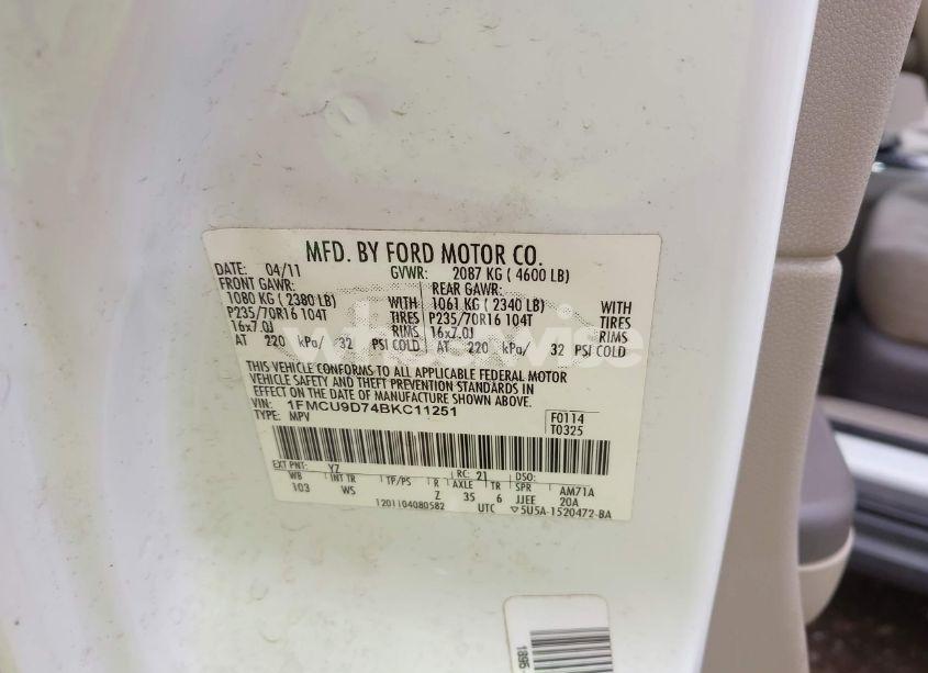 Photo 9 of 2011 Ford Escape XLT (VIN 1FMCU9D74BKC11251)