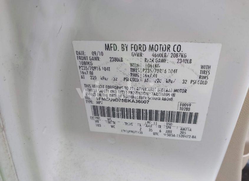 Photo 9 of 2011 Ford Escape XLT (VIN 1FMCU9D75BKA36007)