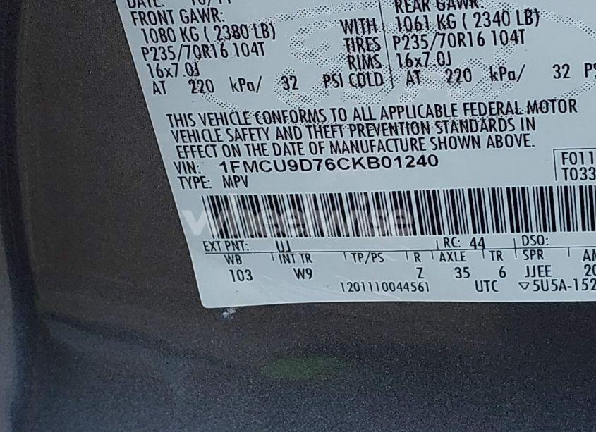 Photo 9 of 2012 Ford Escape XLT (VIN 1FMCU9D76CKB01240)