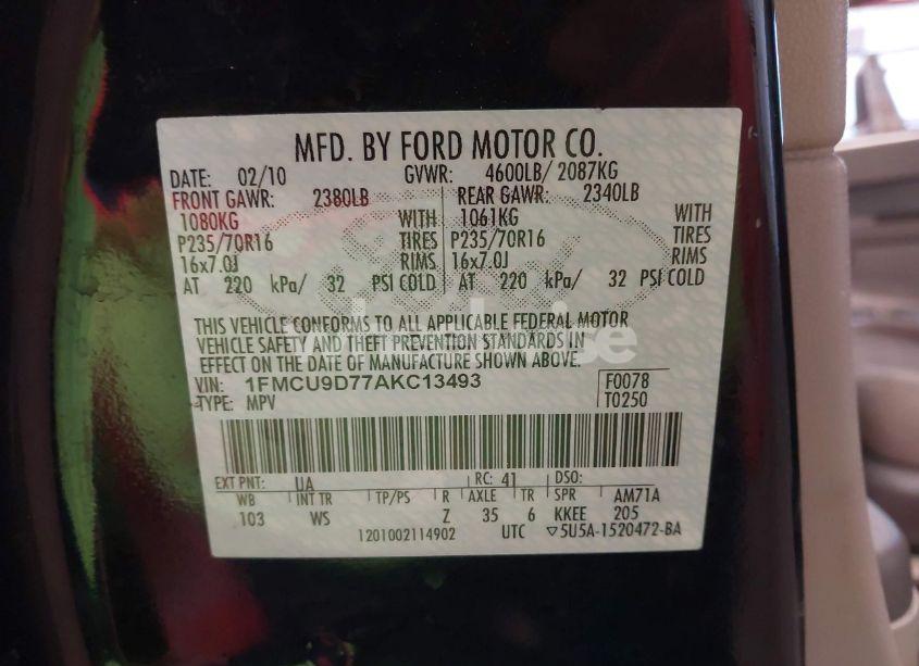 Photo 9 of 2010 Ford Escape XLT (VIN 1FMCU9D77AKC13493)