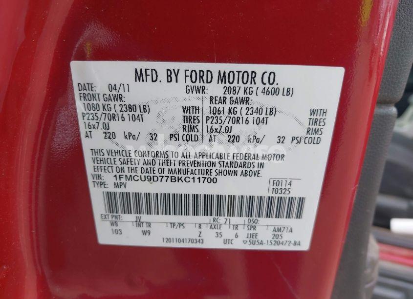 Photo 9 of 2011 Ford Escape XLT (VIN 1FMCU9D77BKC11700)