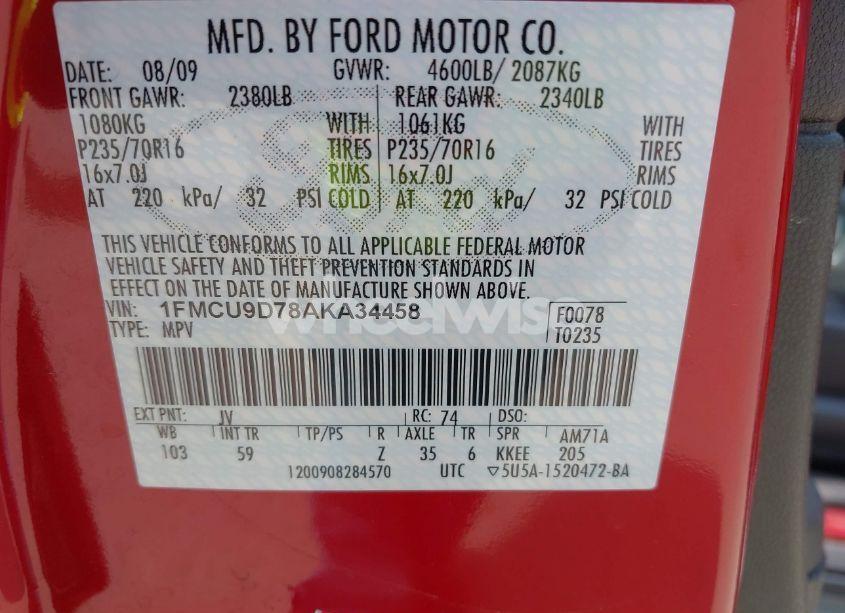 Photo 9 of 2010 Ford Escape XLT (VIN 1FMCU9D78AKA34458)