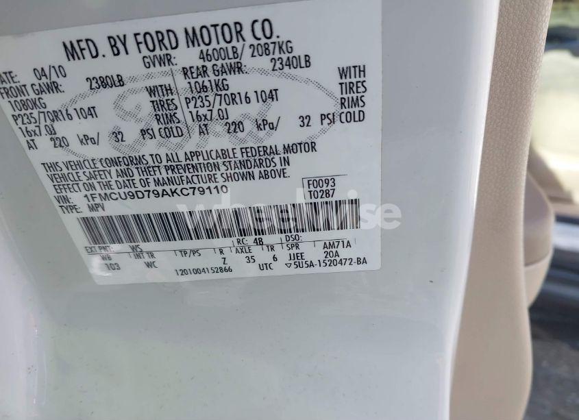 Photo 9 of 2010 Ford Escape XLT (VIN 1FMCU9D79AKC79110)