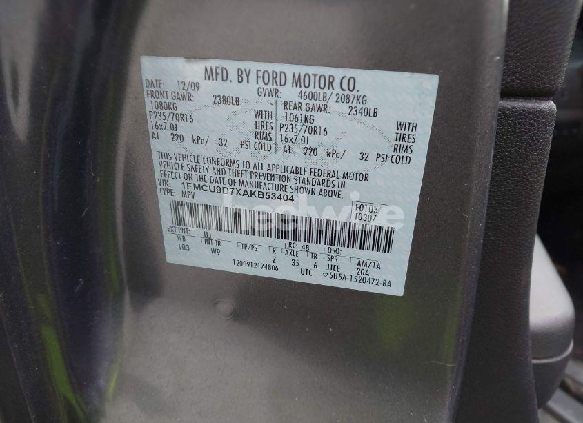 Photo 9 of 2010 Ford Escape XLT (VIN 1FMCU9D7XAKB53404)