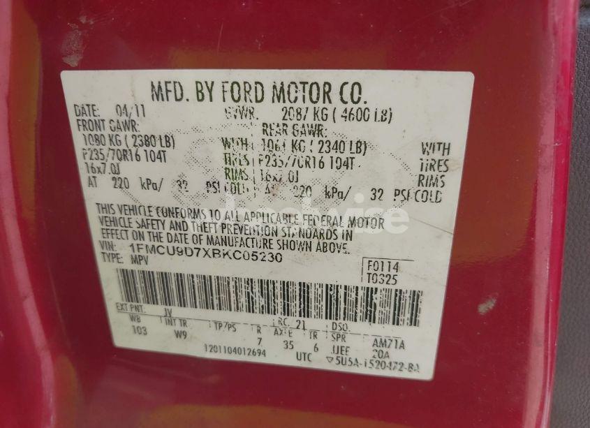 Photo 9 of 2011 Ford Escape XLT (VIN 1FMCU9D7XBKC05230)