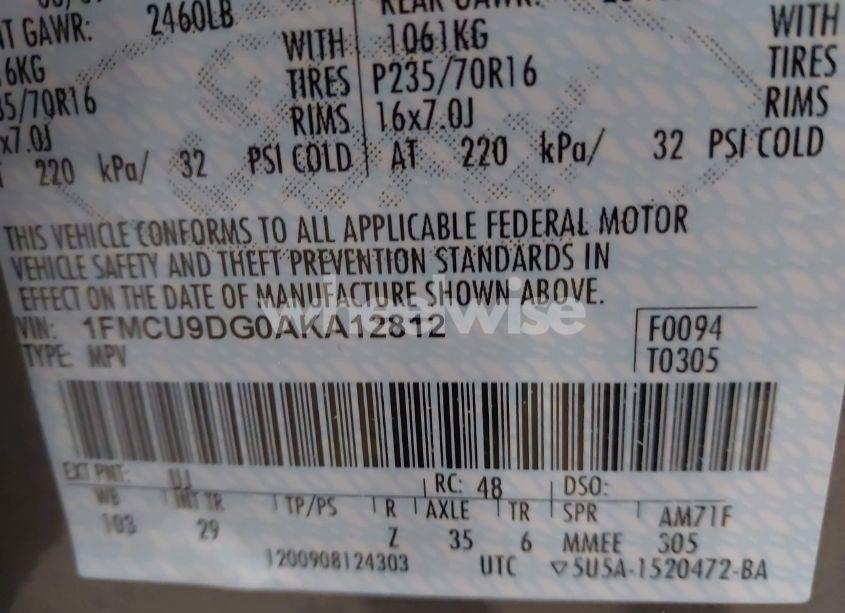 Photo 9 of 2010 Ford Escape XLT (VIN 1FMCU9DG0AKA12812)