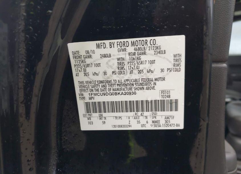 Photo 9 of 2011 Ford Escape XLT (VIN 1FMCU9DG0BKA20930)