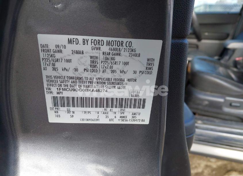 Photo 9 of 2011 Ford Escape XLT (VIN 1FMCU9DG0BKA48274)