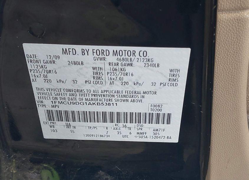 Photo 9 of 2010 Ford Escape XLT (VIN 1FMCU9DG1AKB53811)