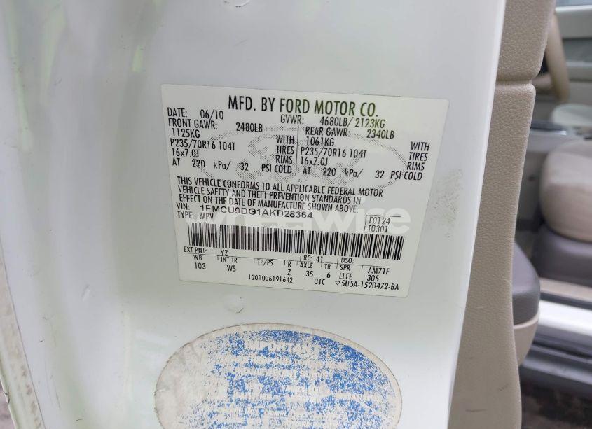 Photo 9 of 2010 Ford Escape XLT (VIN 1FMCU9DG1AKD28364)