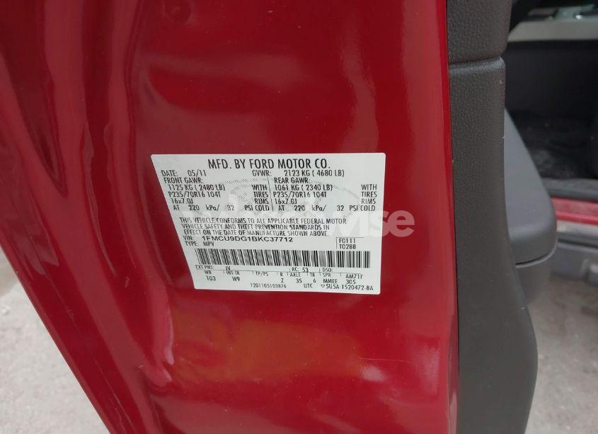 Photo 9 of 2011 Ford Escape XLT (VIN 1FMCU9DG1BKC37712)