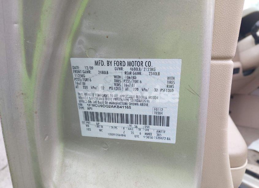 Photo 9 of 2010 Ford Escape XLT (VIN 1FMCU9DG2AKB41165)