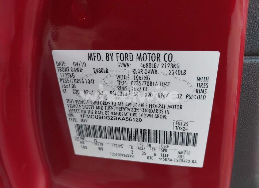 Photo 9 of 2011 Ford Escape XLT (VIN 1FMCU9DG2BKA56120)