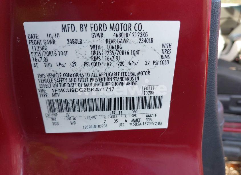 Photo 9 of 2011 Ford Escape XLT (VIN 1FMCU9DG2BKA71717)