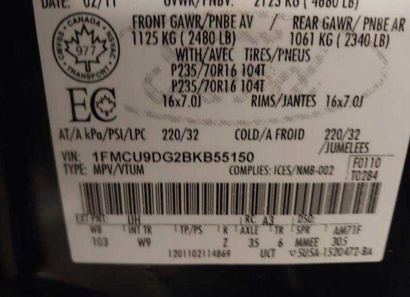 Photo 9 of 2011 Ford Escape XLT AUTOMATIC (VIN 1FMCU9DG2BKB55150)