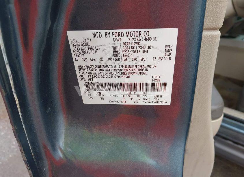 Photo 9 of 2011 Ford Escape XLT (VIN 1FMCU9DG2BKB96135)