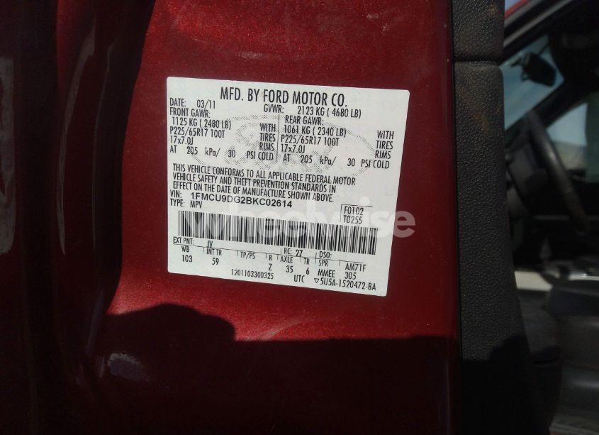 Photo 9 of 2011 Ford Escape XLT (VIN 1FMCU9DG2BKC02614)