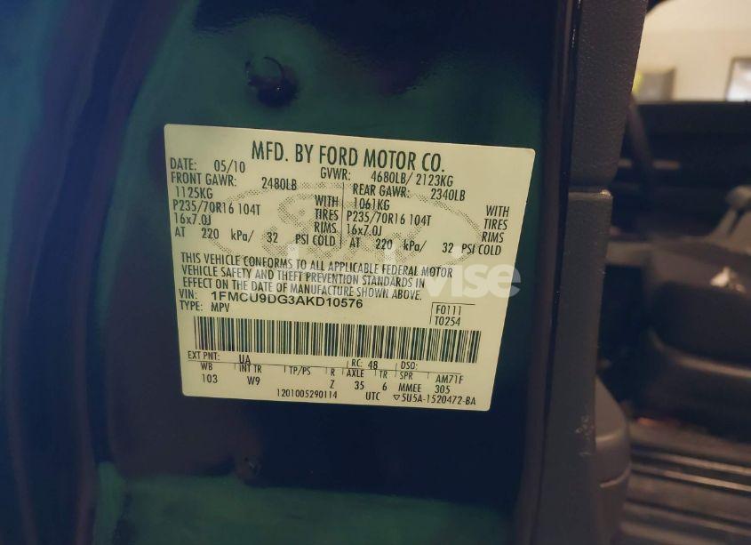 Photo 9 of 2010 Ford Escape XLT (VIN 1FMCU9DG3AKD10576)