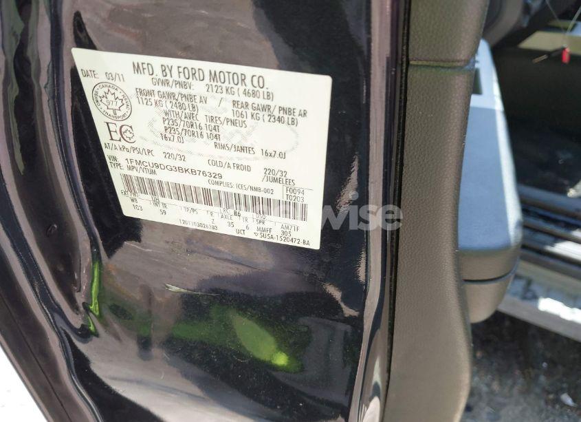 Photo 9 of 2011 Ford Escape XLT AUTOMATIC (VIN 1FMCU9DG3BKB76329)