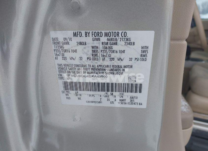 Photo 9 of 2011 Ford Escape XLT (VIN 1FMCU9DG4BKA49900)