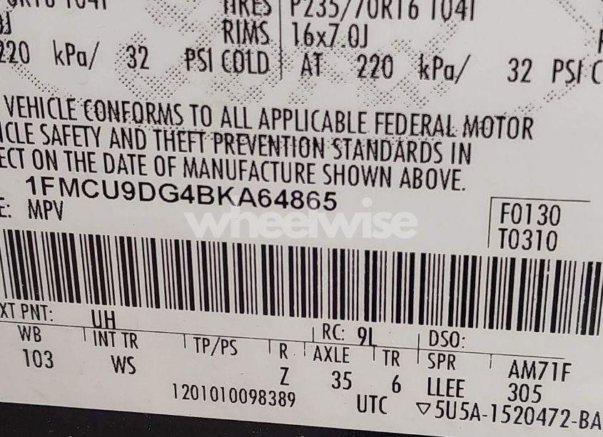 Photo 9 of 2011 Ford Escape XLT (VIN 1FMCU9DG4BKA64865)