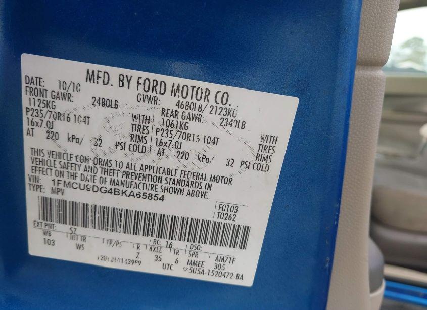 Photo 9 of 2011 Ford Escape XLT (VIN 1FMCU9DG4BKA65854)