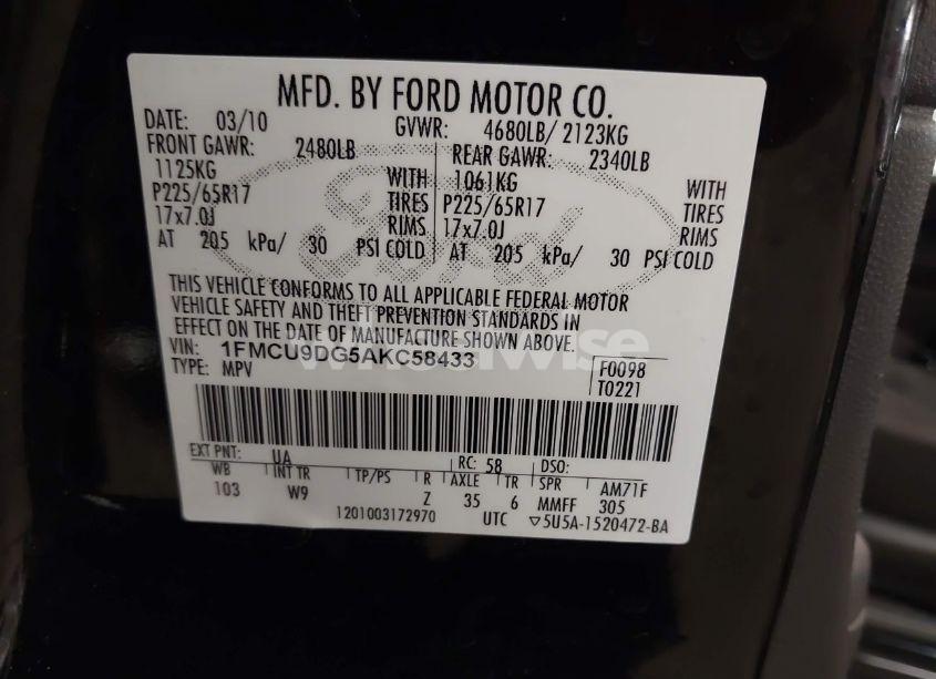 Photo 9 of 2010 Ford Escape XLT (VIN 1FMCU9DG5AKC58433)