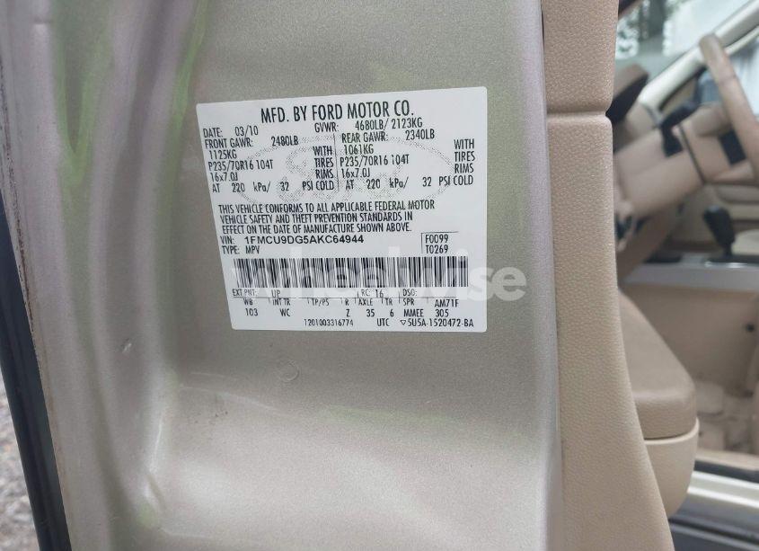 Photo 9 of 2010 Ford Escape XLT (VIN 1FMCU9DG5AKC64944)