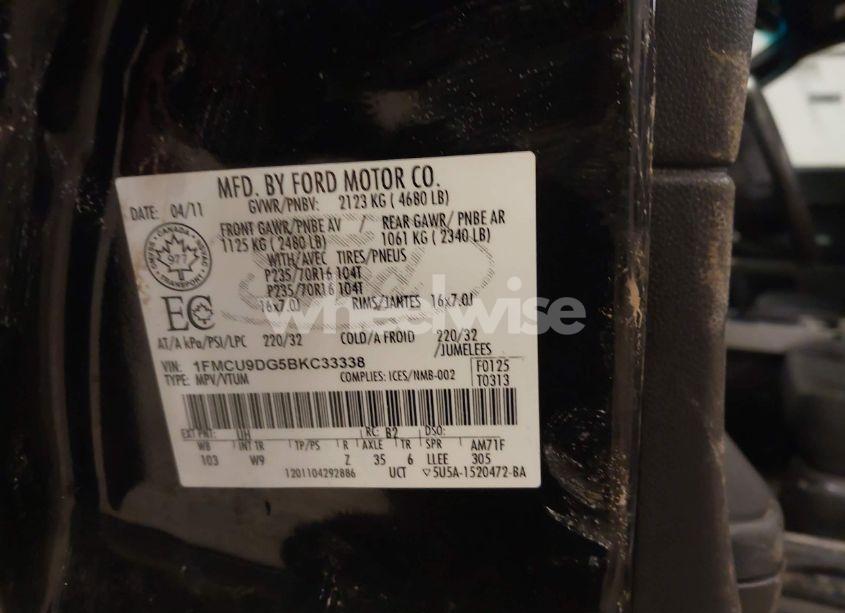 Photo 9 of 2011 Ford Escape XLT AUTOMATIC (VIN 1FMCU9DG5BKC33338)