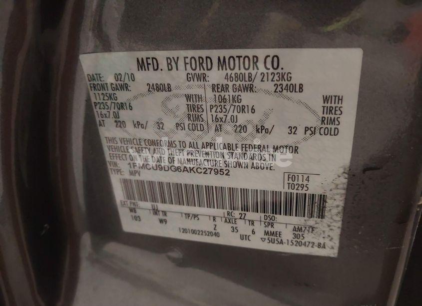 Photo 9 of 2010 Ford Escape XLT (VIN 1FMCU9DG6AKC27952)
