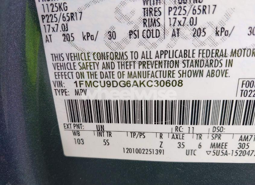 Photo 9 of 2010 Ford Escape XLT (VIN 1FMCU9DG6AKC30608)