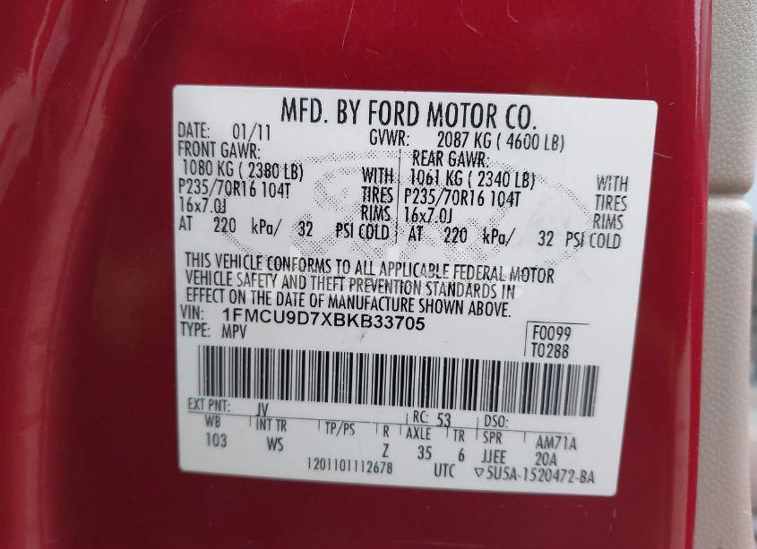 Photo 9 of 2011 Ford Escape XLT (VIN 1FMCU9DG6BKA21886)