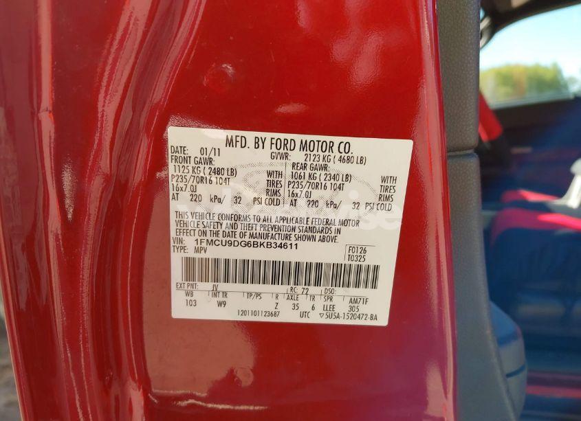 Photo 9 of 2011 Ford Escape XLT (VIN 1FMCU9DG6BKB34611)