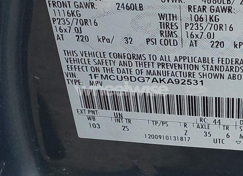 Photo 9 of 2010 Ford Escape XLT (VIN 1FMCU9DG7AKA92531)