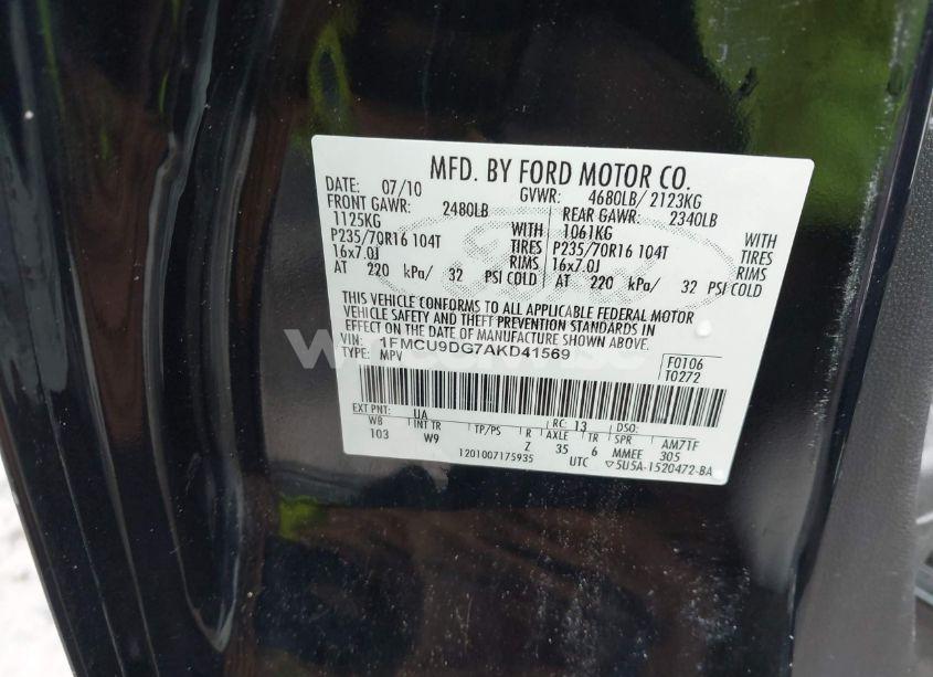 Photo 9 of 2010 Ford Escape XLT (VIN 1FMCU9DG7AKD41569)