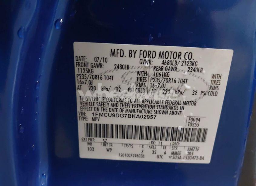 Photo 9 of 2011 Ford Escape XLT (VIN 1FMCU9DG7BKA02957)